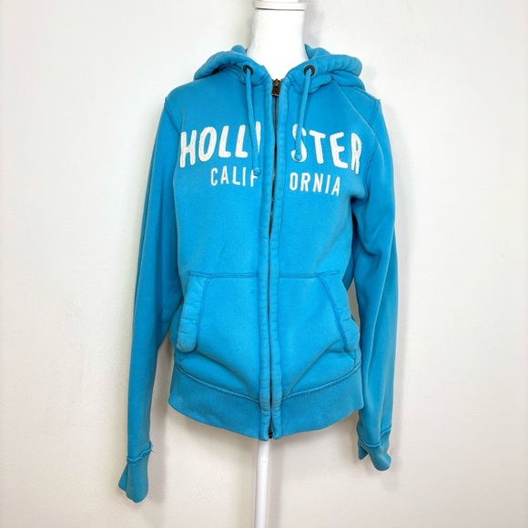 HOLLISTER California Y2K Zip Hoodie Jacket S Sky Blue - Picture 1 of 13